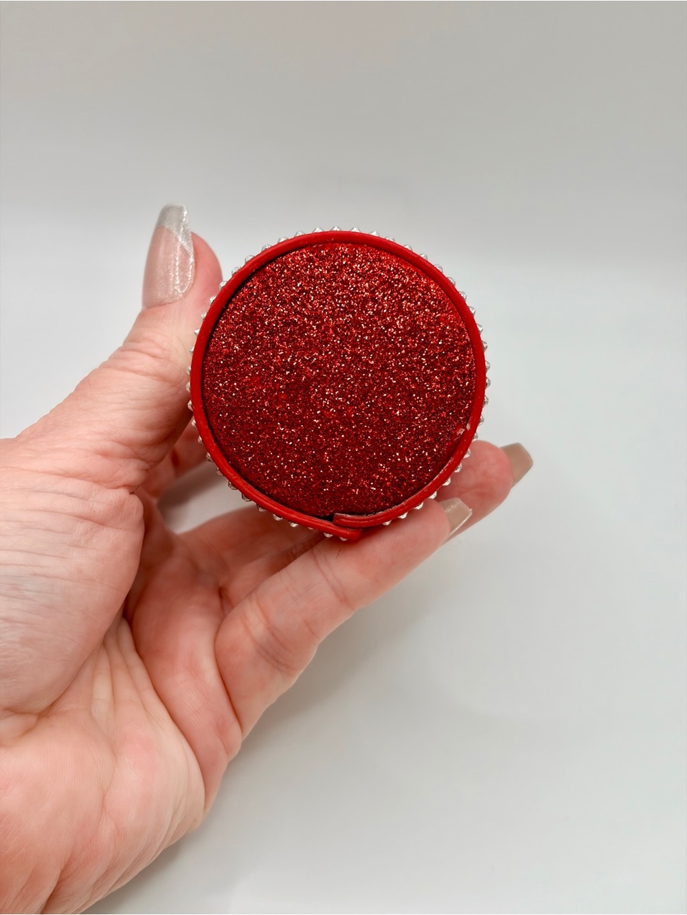 Red Rhinestone Studded Keychain Cylinder Pouch - Picture 6 of 6